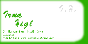 irma higl business card